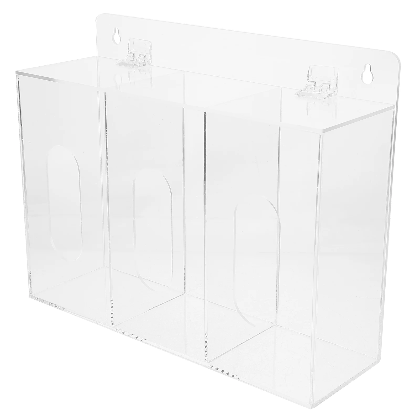 3 Compartment Wall Mount Glove Mask Holder Acrylic Storage Box Dispenser ganiser Gloves Masks PPE Station