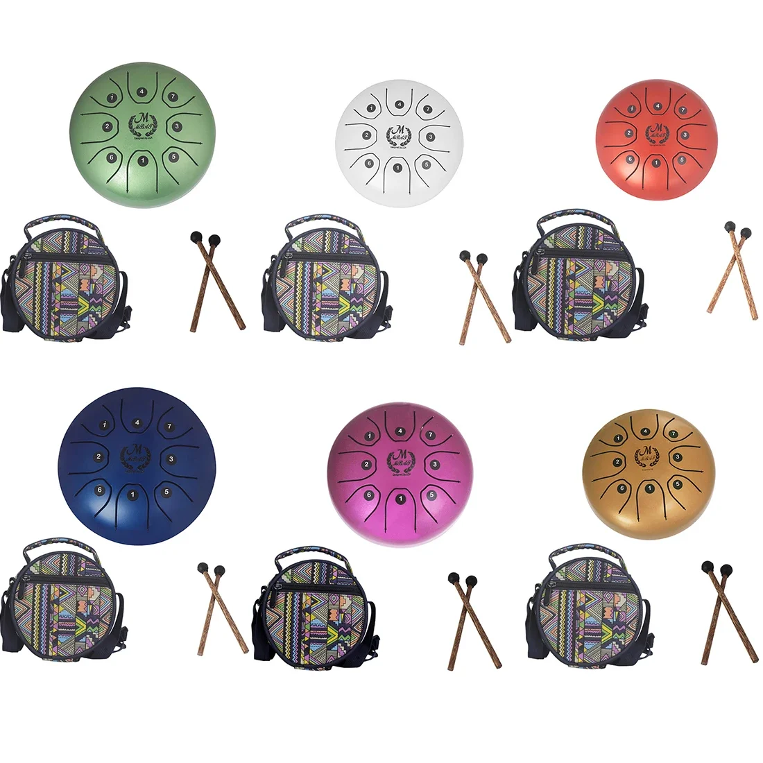 5.5 Inch Steel Tongue Drum Ethereal Percussion Yoga Meditation Hand Pan Drum Drumstick with Bag Musical Instrument Accessories