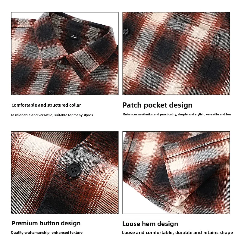 

Jeanswest Life Men's Casual Plaid irt Vintage American Teenager Sle Autumn Outerwear Loose Fit Cotton Polyester Blend