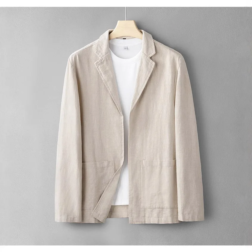 2026 Summer Men's Simple Casual Suit Spring and Summer Thin Jacket Fashion Loose Linen Suit