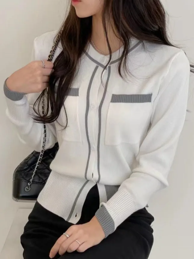 

Шикарная летняя новинка Sle Color Blo Long Sve Трикотажная куртка для женщин Slim Fit круглый топ Ne Top для поездок на работу Чистая электронная коммерция Китайский или...