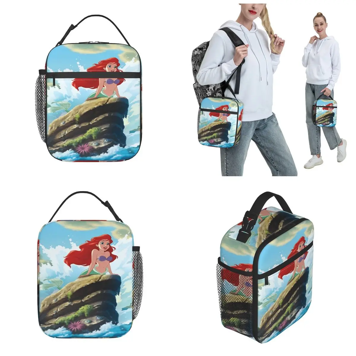 Insulated Lunch Bag The Little Mermaid Accessories Lunch Container Causal Cooler Thermal Lunch Box For Outdoor