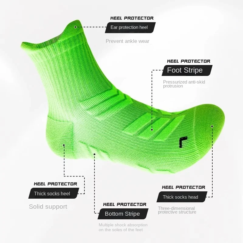 

Носки для отдыха, спортивного спорта, платье для марафона, профессиональный бег, мужские утолщенные полотенца на подошве, футбольные дистанции, баскетбол B2W37