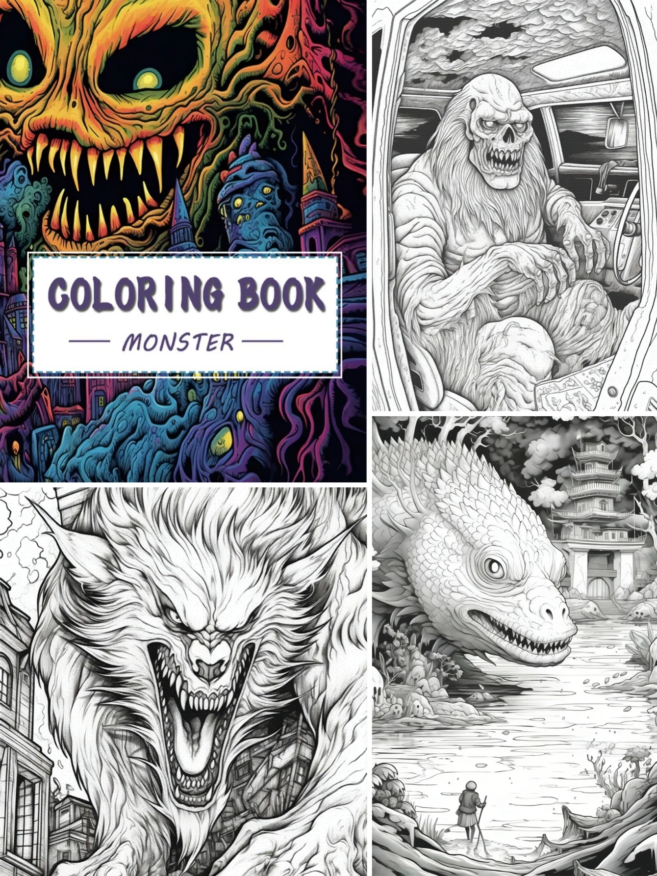 كتاب تلوين على شكل وحش ، أصلي ، ورق مطور ، سميك ، 20 صفحة ، كتب تلوين ، هدية للعطلات ، الكريسماس ، جديد ، 1 عرض #6