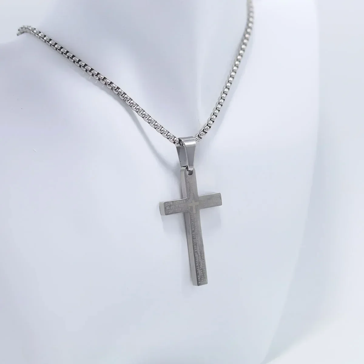 Fashion Stainless Steel Cross Pendant Necklace For Women Men Link Chain Charm  Cool Boys Girls Punk Hip Hop Jewelry Gift