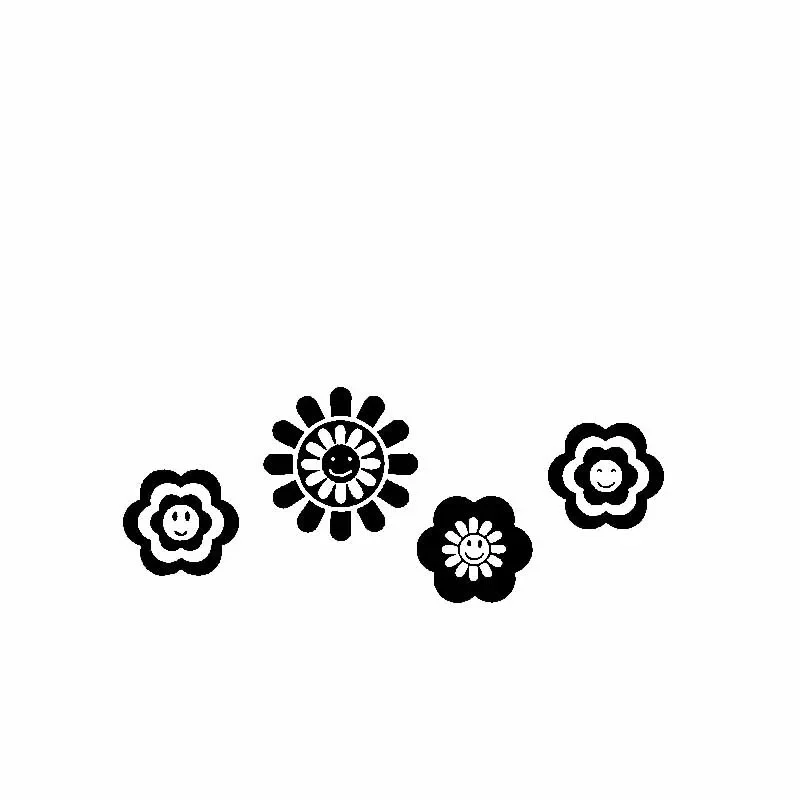 

Beautiful and Cute Smile Flower Sticker High Quality Car Decoration Personality Pvc Waterproof Decal Black/white, 18cm*7cm