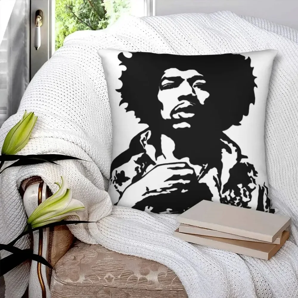 Jimi Hendrixs Pillowcase Polyester Velvet Creative Zip Decor Room Cushion Cover  35x35cm 14x14Inch 40x40cm 16x16Inch