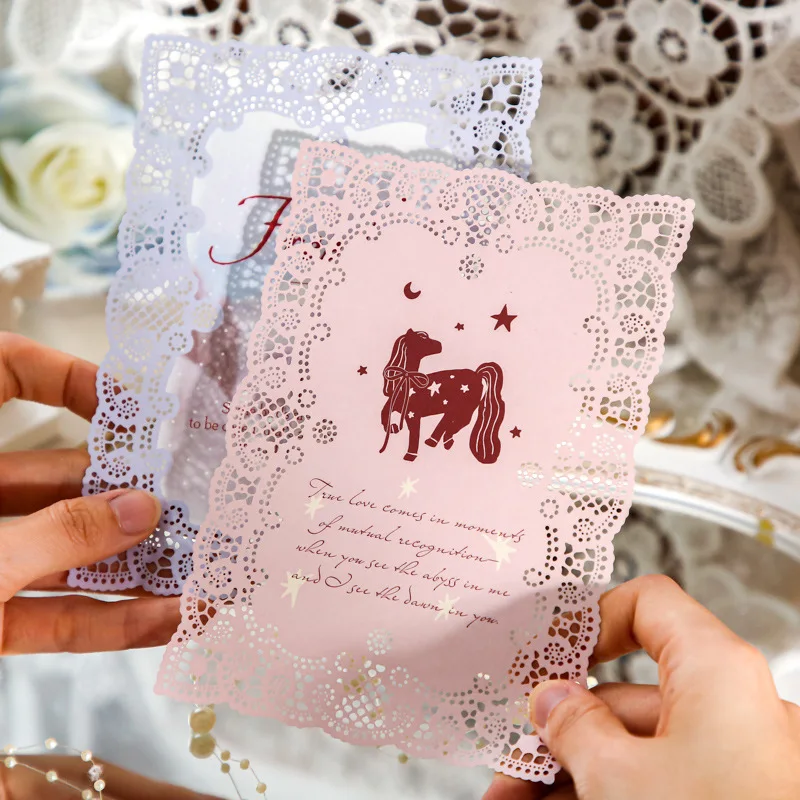 

6Pcs Unique Cut-Out Postcards: Lace Dream Series Decorative Cards, Travel Souvenirs, and Greeting Cards