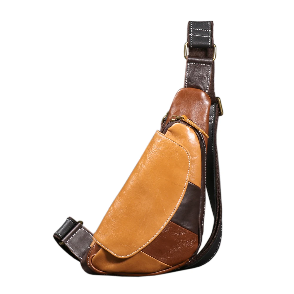 LUOKIR Herren-Brusttasche aus echtem Leder, lässiger Rucksack aus Rindsleder der Oberschicht, stilvolle, trendige Schulter-Crossbody-Tasche – Detail 14