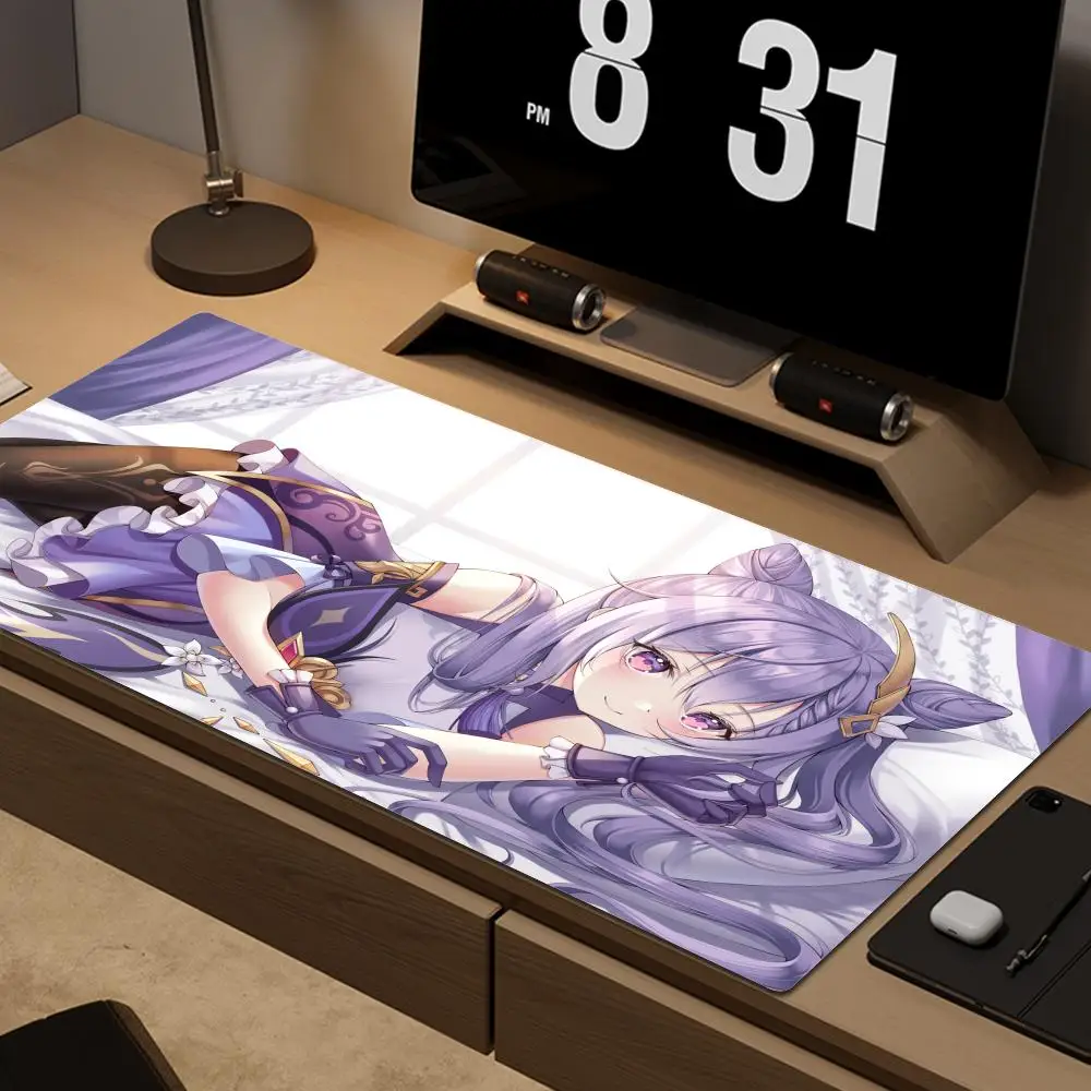 Sexy Genshin Impact Keqing Large Mouse Pad Gaming Accessories Mouse Mat Laptop Keyboard Mat PC Gamer Desk Pad Computer Mousepad