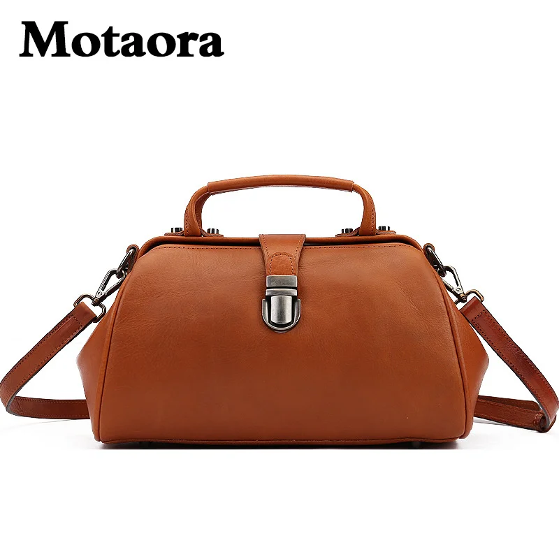 MOTAORA High Quality Genuine Leather Women Shoulder Messenger Bags Vintage Woman Phone Bag With Buckle Zipper Pouch Handbag 2024