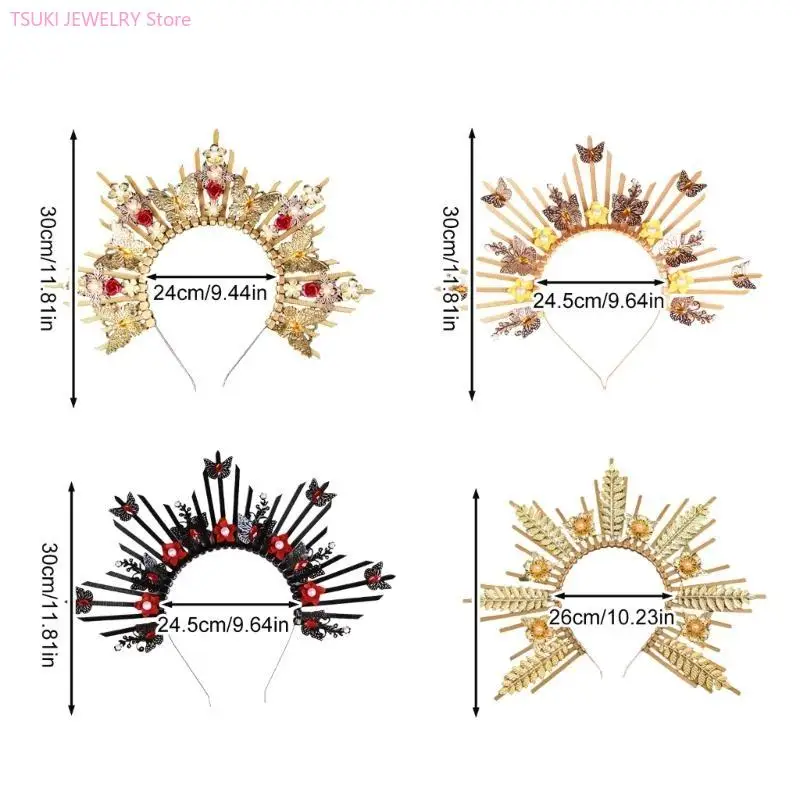 62KE Stylish Gold Medusas Headpiece Tiaras Crown Fashion Accessory for Women’s Mythology Themed Costumes Celebrations