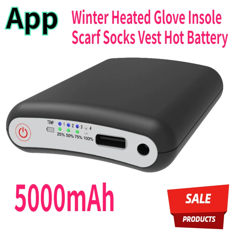 

5V 5000mAh App Remote Control Battery Winter Heated Glove Insole Scarf Socks Vest Hot Battery Packs Warm Rechargeable Power Bank