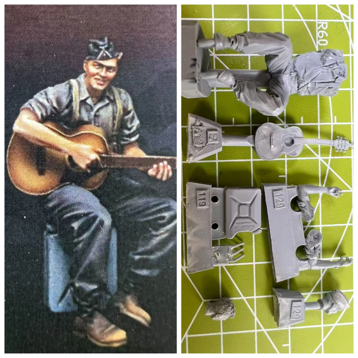 

1: 35 Resin Model Guitar Player Scene Model Toy Unpainted