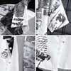 Short Sleeved Shirt Men's Thin Graffiti Print Hong Kong Fashion Clothing