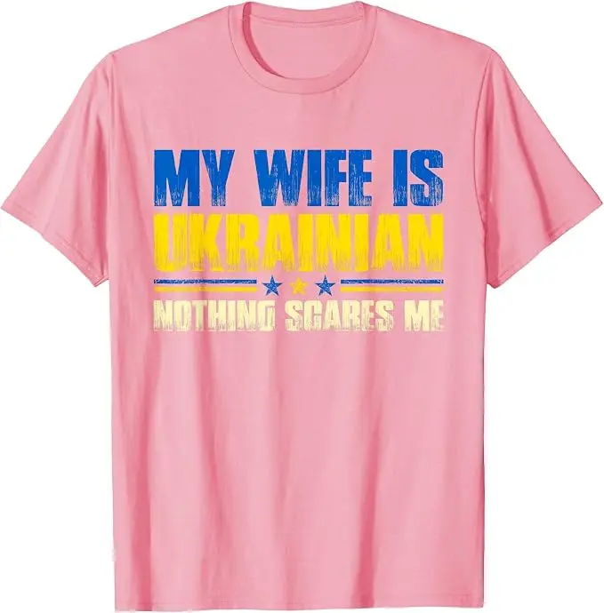 T-Shirt mit Aufdruck „Meine Frau ist Ukrainerin – Nichts macht mir Angst“ – Ukraina-Stolz-Flagge Y2K-Buchstaben Grafik-Slogan-T-Shirt – Herrenmode-Kleidung – Detail 12