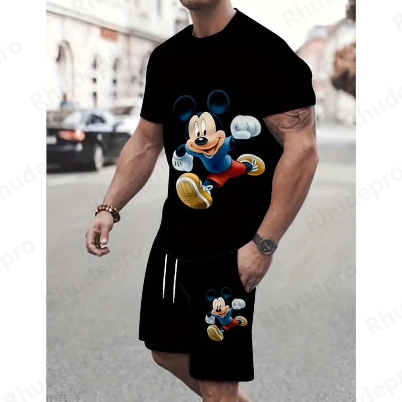 

Модная футболка Disney с принтом Микки Мауса и коротким рукавом в стиле хип-хоп, уличный стиль, повседневные летние топы, футболки с 3D принтом, комплект футболок