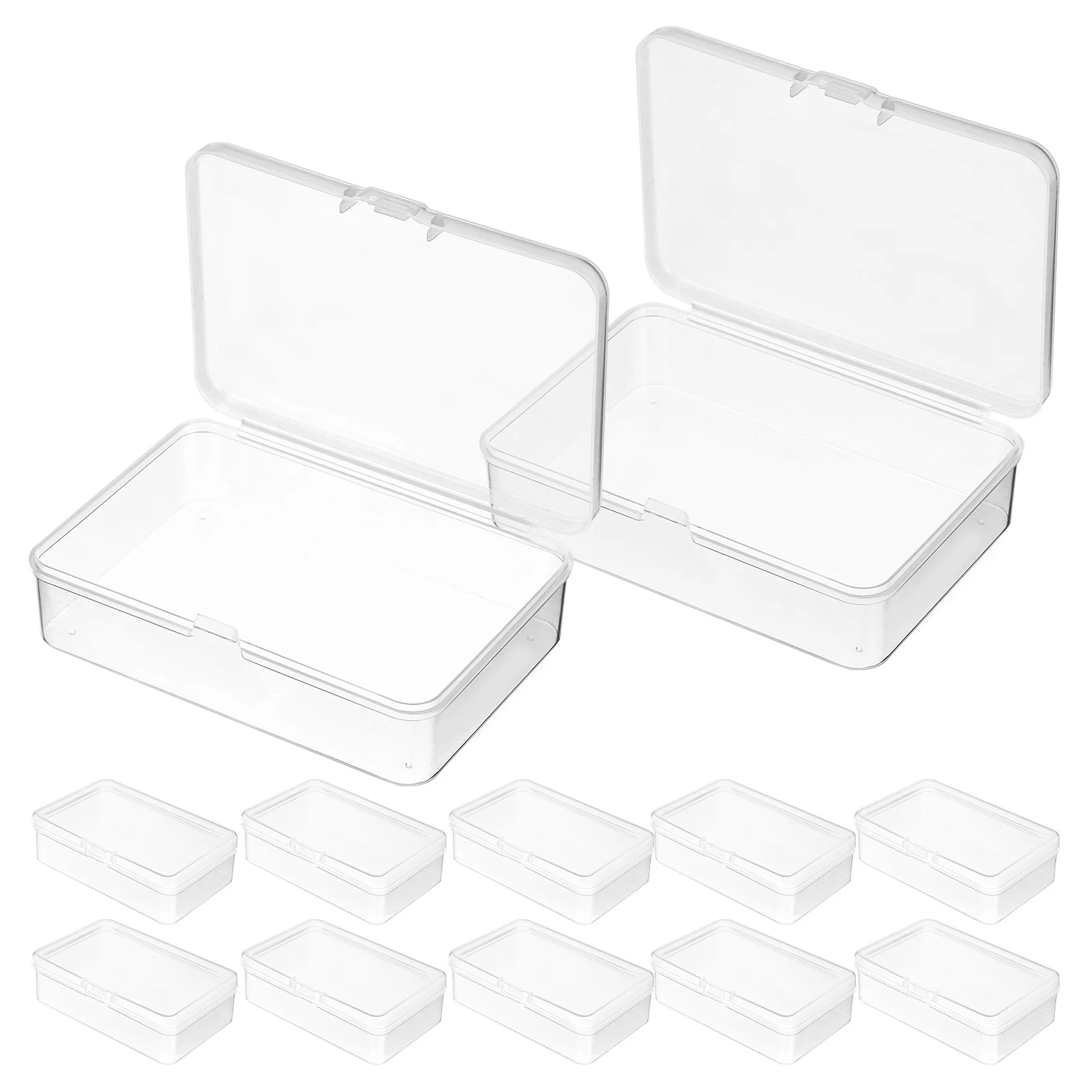 

12Pcs Small Clear Storage Cases Transparent Parts Organizer Boxes Snap Shut Ideal for Trading Cards Craft Supplies