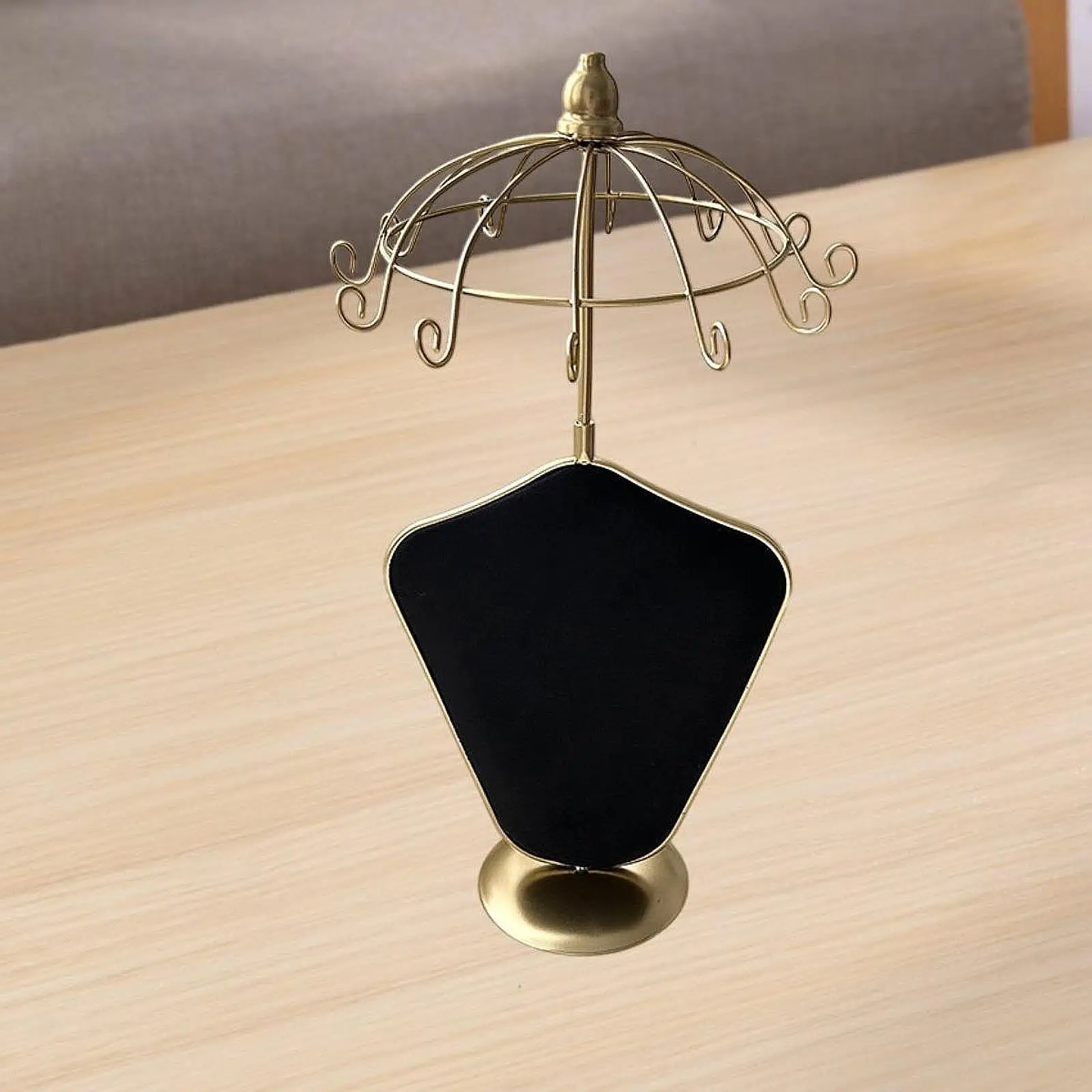 

Jewelry Organizer Stand Velvet Iron Elegant Necklace Holder Display Rack for Bedroom Desk and Wardrobe Storage