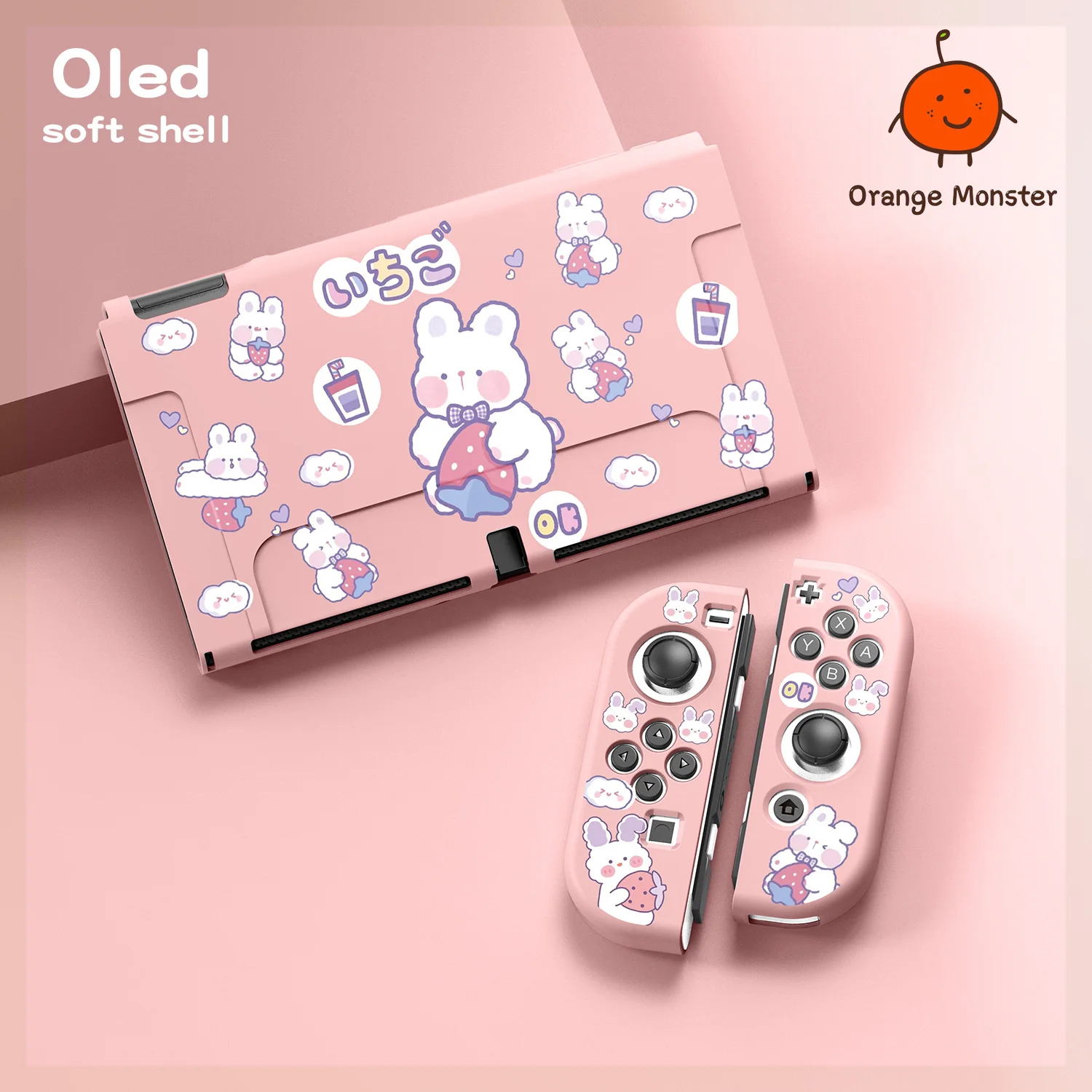 Cute Cartoon Rabbit Kawaii Soft Protective Cover For Nintendo Switch/Oled/Lite Decorative TPU Anti-drop Anti-slid Case