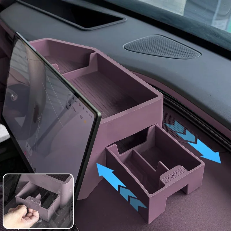 Car Dashboard Screen Rear Storage Box Center Console Silicone Storage Tray Interior Modification Accessory For Xpeng GX 2026