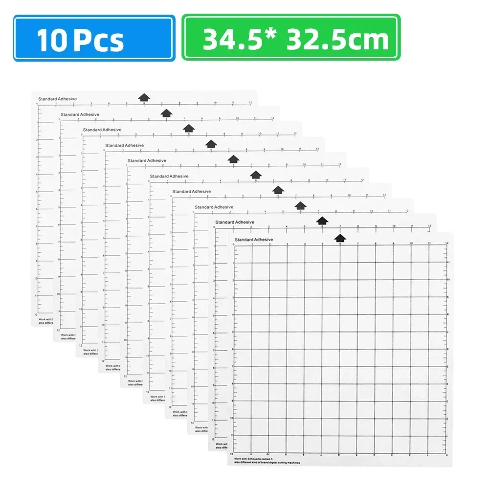 Tapete Plotter Transparente com Cameo, Máquina de substituição adesiva, PP Medição Polegada Silhueta, 10Pcs Corte, 12