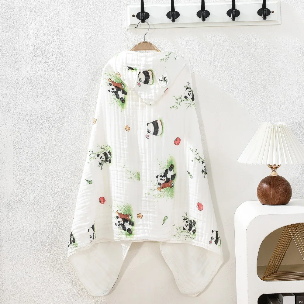

Large Cotton Hooded Cape Towels Rabbit Cute Cartoon Blanket Wrap Absorbent Panda Sleepwear Bathrobe Infant