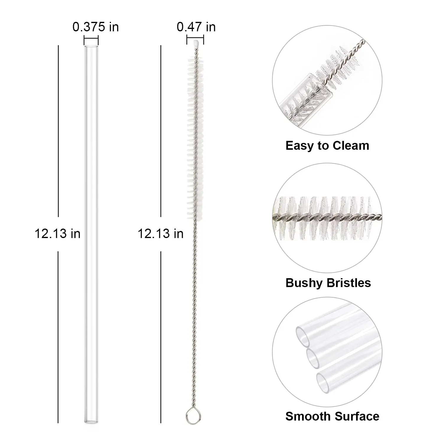 Replacement Straw Compatible with Stanley 20 oz 30 oz 40 oz Cup Tumbler, 6 Pack Reusable Straws with Cleaning Brush