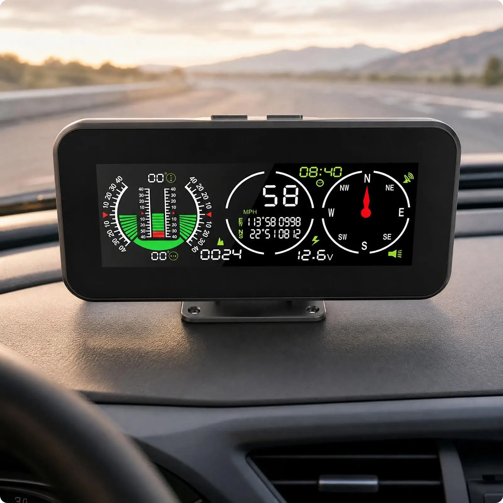 Car HUD GPS Display for Auto with Speed Altitude and Geographic Coordinate for Safe Driving