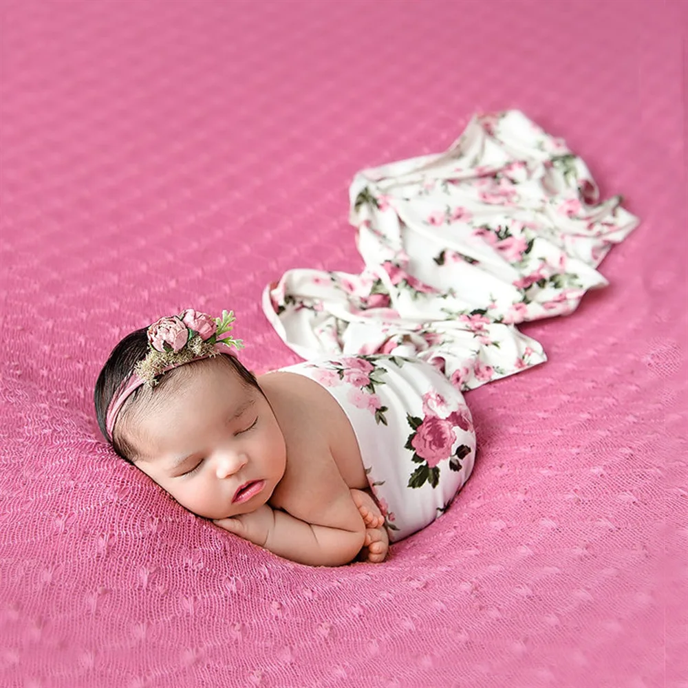 Newborn Photography Props Floral Printed Wrapping Cloth Baby Soft Towels