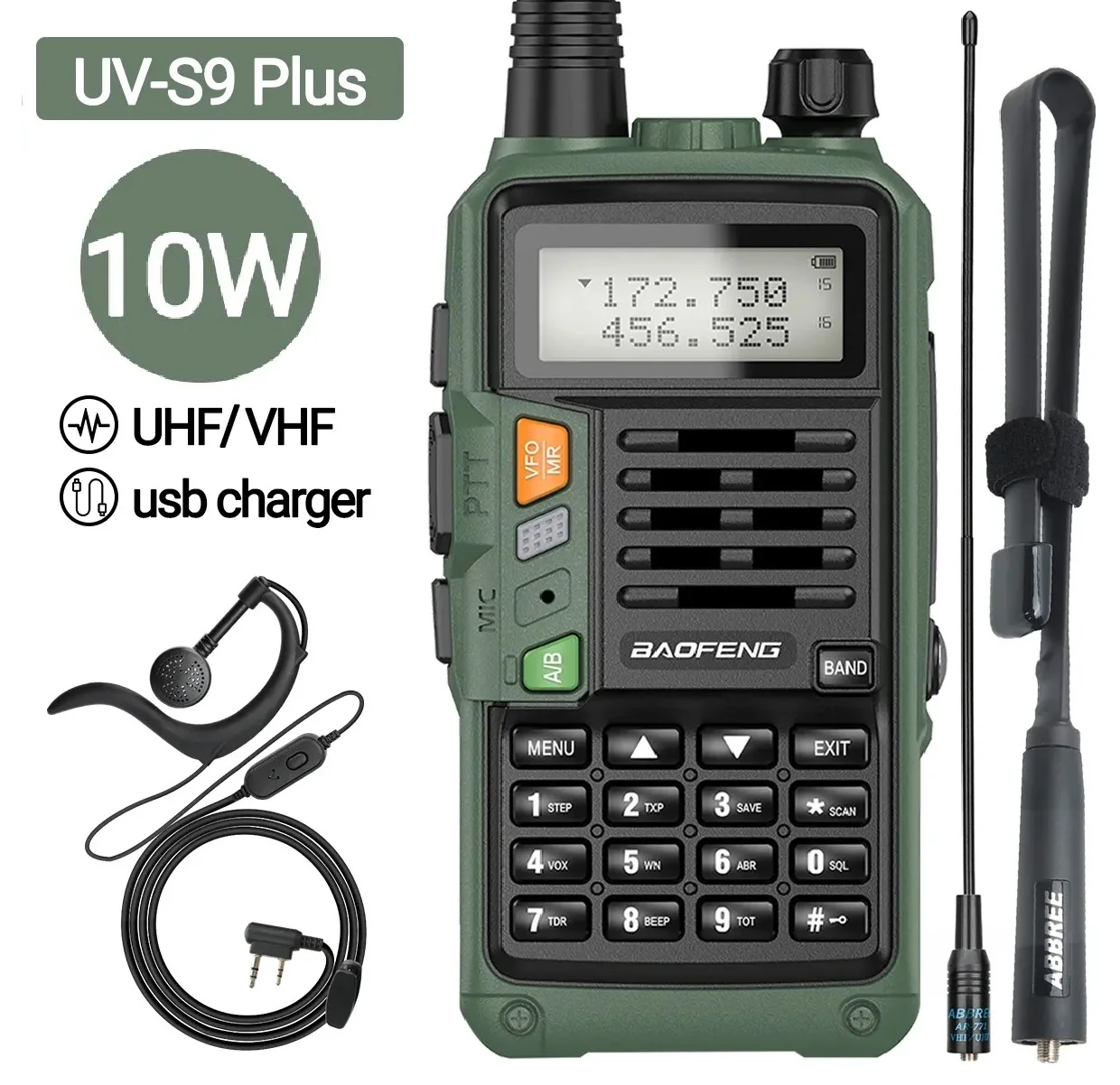 

BAOFENG UV-S9 Plus Powerful Handheld UHF VHF Dual Band 16KM Long Range Waterproof Walkie Talkie Ham UV-5R Two Way Radio