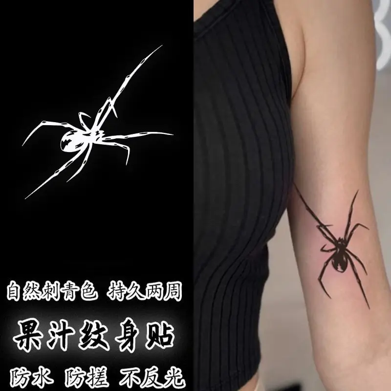 Punk Spider Temporary Tattoo Stickers for Women Arm Art Lasting Waterproof Tattoo Fake Herb Juice Sexy Tattoo Body Beauty Health