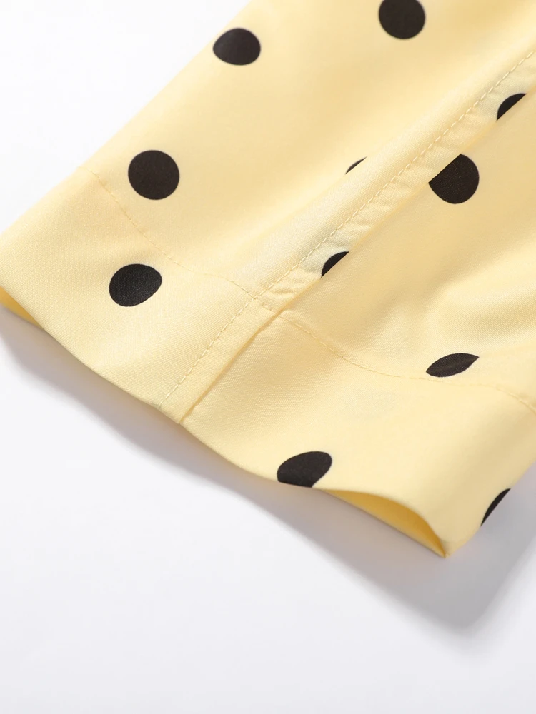 Plissee-Polka-Dot-Mäntel, Ballon-Shorts-Anzüge für Damen, Streetwear mit Stehkragen, Langarm-Crop-Tops mit Schnürung, High-Waist-Shorts, Neue Sets – Detail 8