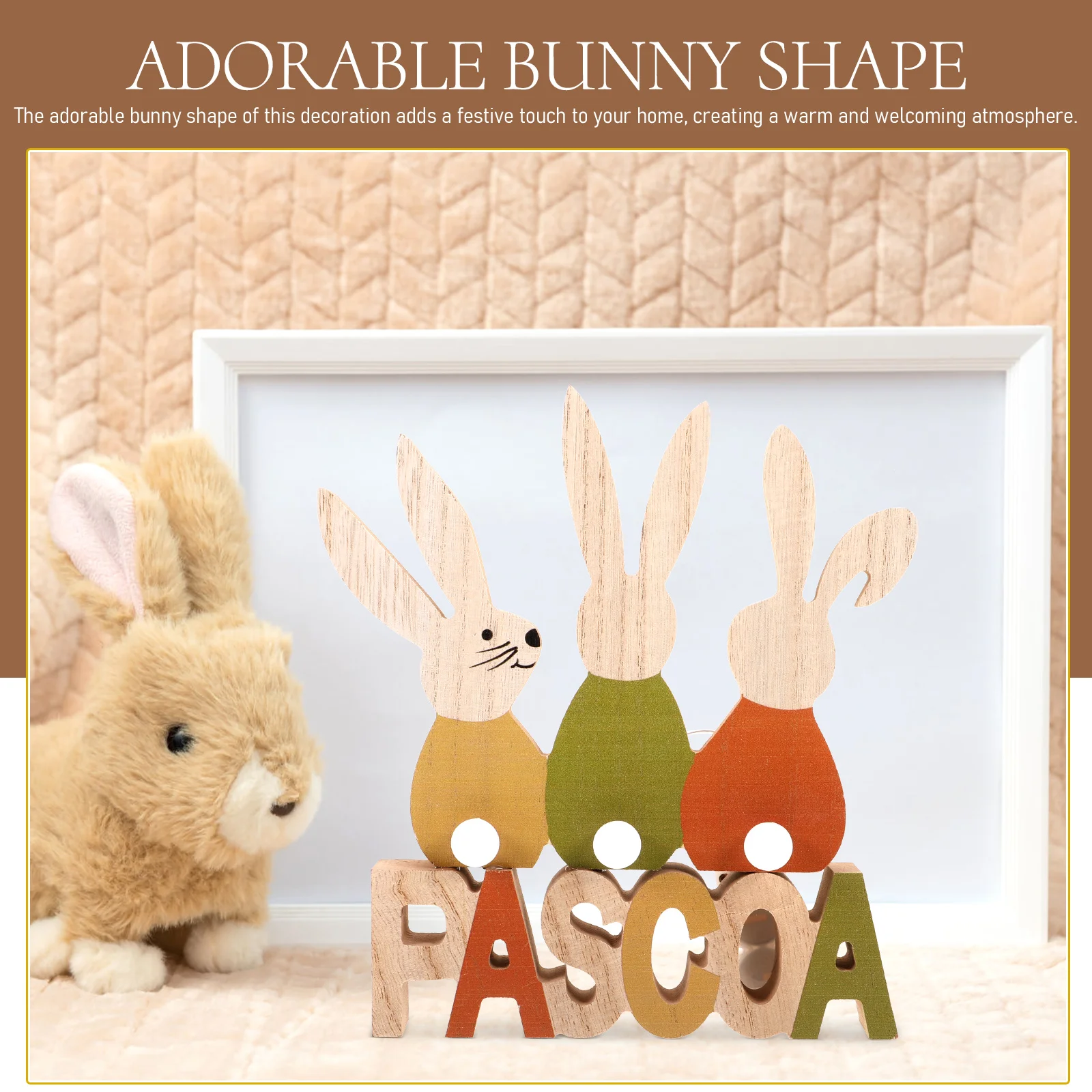 Wooden Easter Centerpiece Decor Luminous Rabbit Egg Shape Home Easter Table Decoration nament Desk Centerpiece