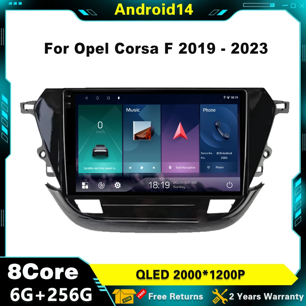 

Android 14 Car Radio For Opel Corsa F 2019 - 2023 Multimedia Player Stereo Navigation GPS WIFI DVD Screen 4GWireless Carplay