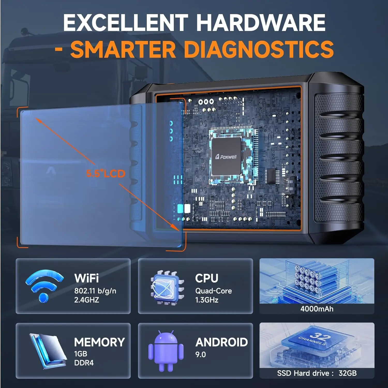 FOXWELL HD500 الماسح الضوئي للشاحنة الثقيلة DPF Regen حاقن انقطاع الحد إعداد جميع نظام الديزل أداة مسح تشخيص السيارات