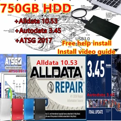 Alldata 750 + autodata 10,53 + Atsg 3,45, tres programas de reparación de automóviles, software con diagrama de cableado, HDD de 2017 GB