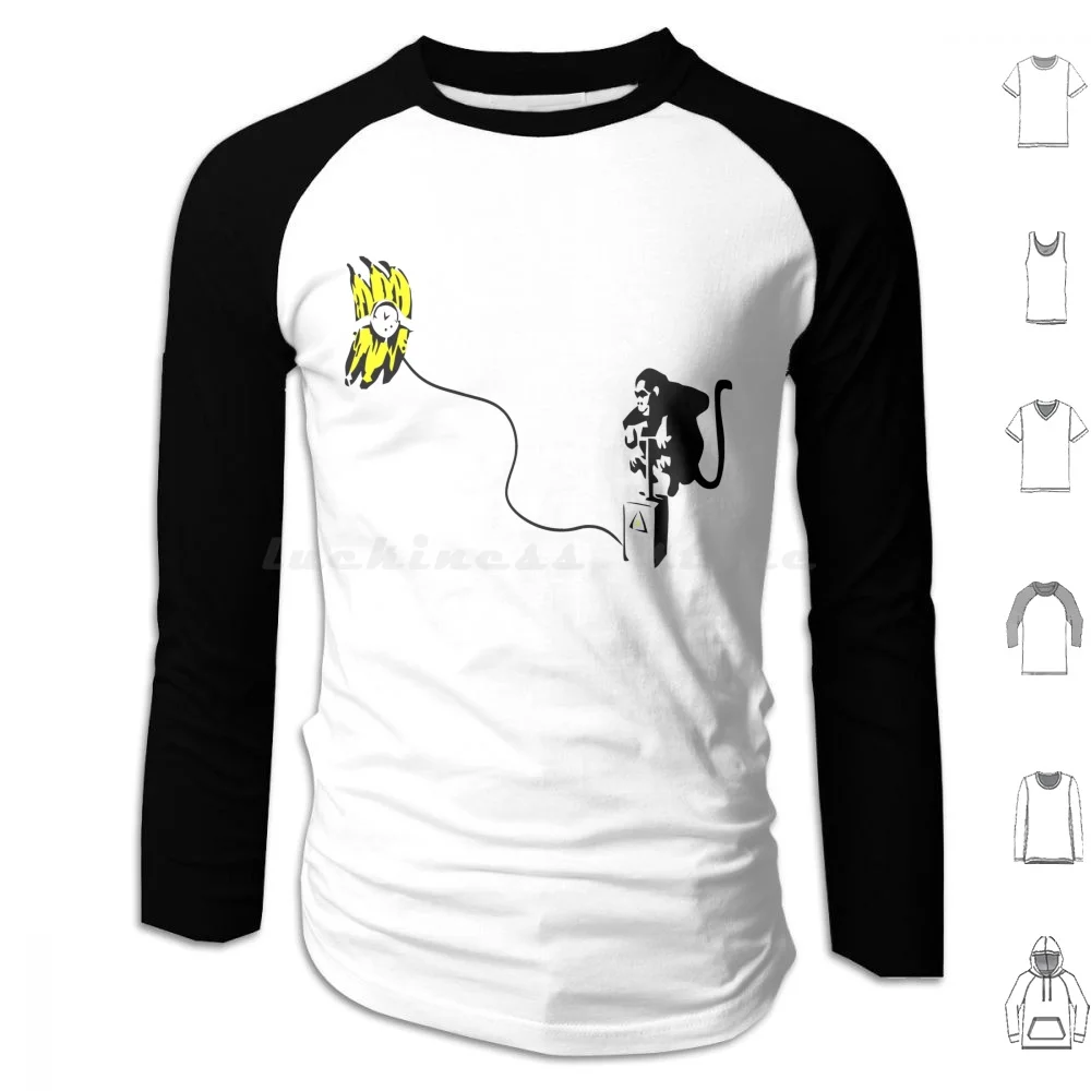 

Толстовки с капюшоном Banksy Monkey Banana с длинным рукавом и граффити, потертый спрей, забавная графика, граффити, трафарет Tumblr, эстетический
