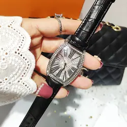 Moda topo marca de luxo relógio feminino totalmente diamante relógios femininos com strass quartzo tonneau relógio de pulso para mulher mbt021