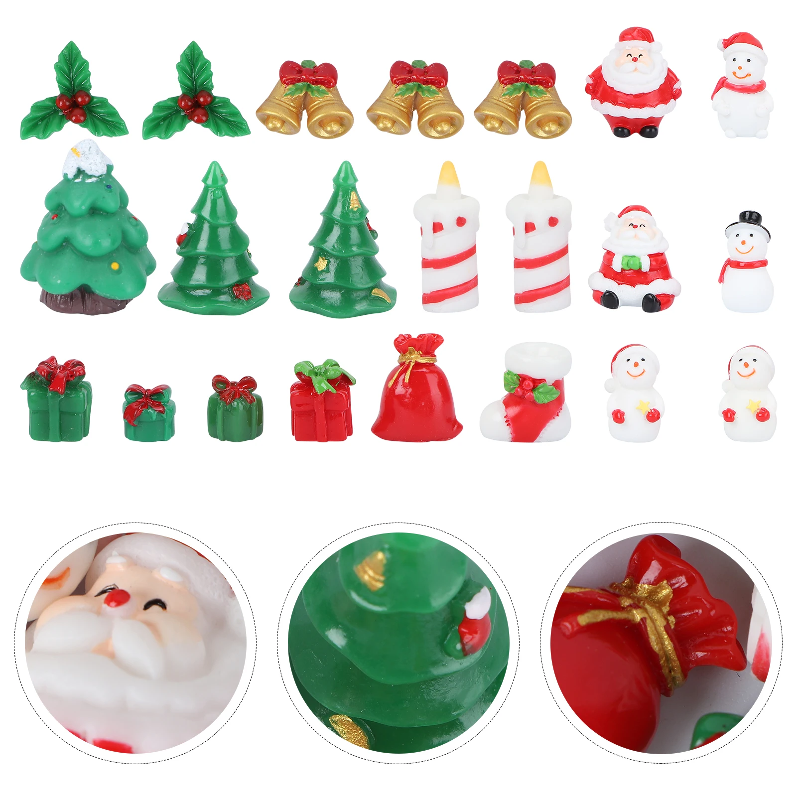 

23 pcs Snowman Train Christmas Ornament Resin Mini Landscape Decor For Fairy Garden Moss Bonsai Micro Scene Accessories Party