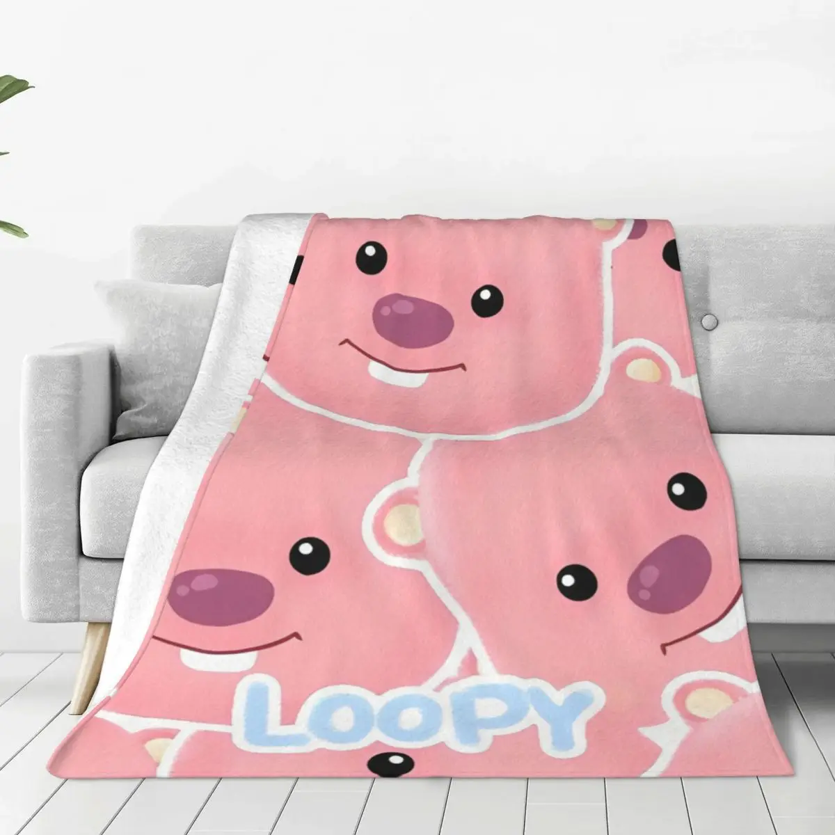 Zanmang Loopy Cartoon Flannel Blanket Cute Kawaii Awesome Throw Blanket for Home Hotel Sofa 125*100cm Bedspread