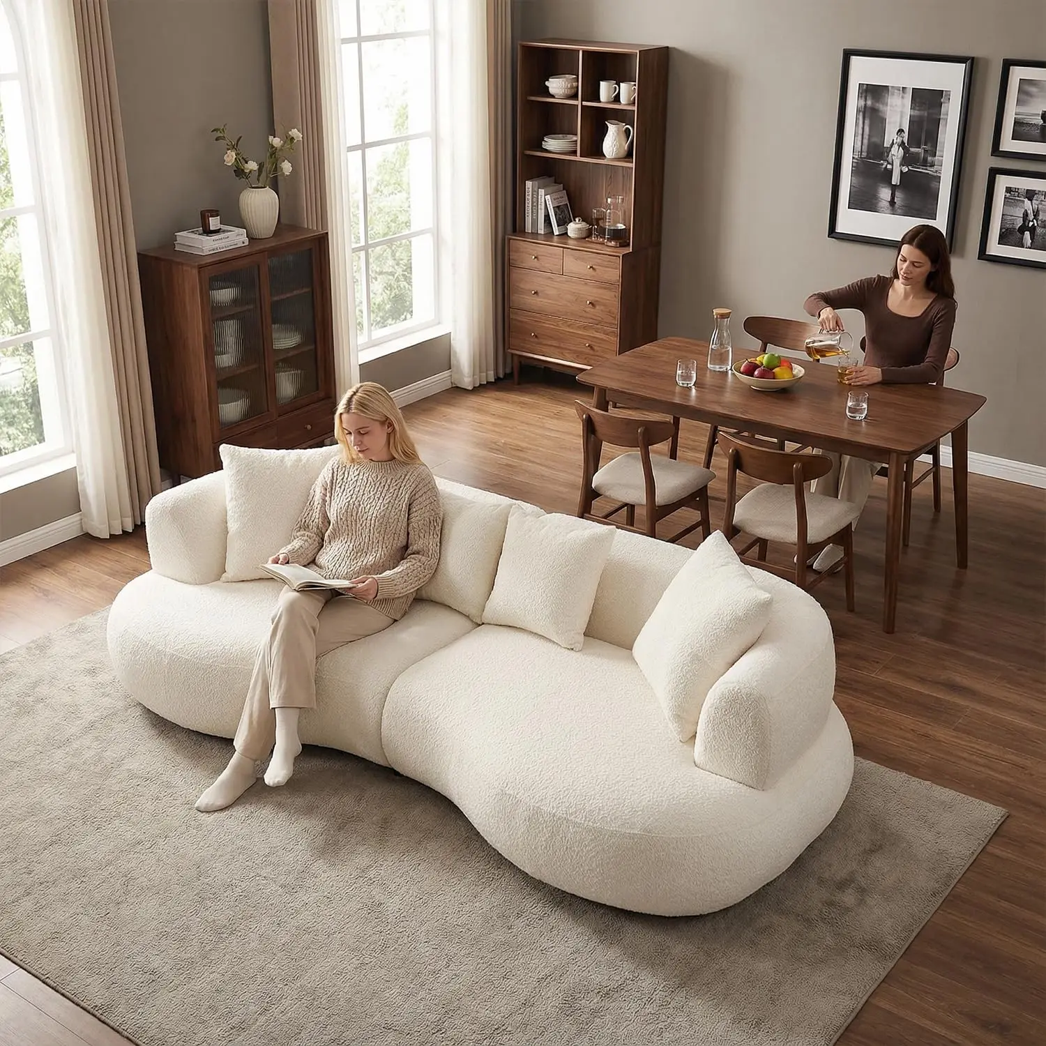 Curved Sectional Sofa Couch, 102