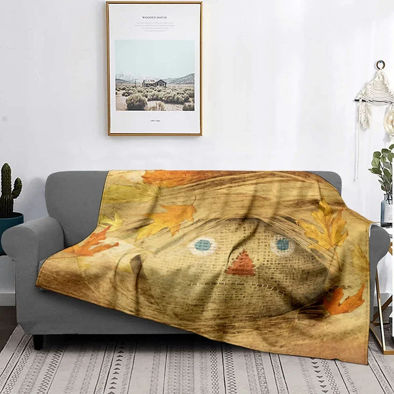 Home decoration plush Sofa blanket Scarecrow and Rice Field Bedspread on the bed  fluffy soft blankets thick blanket for winte