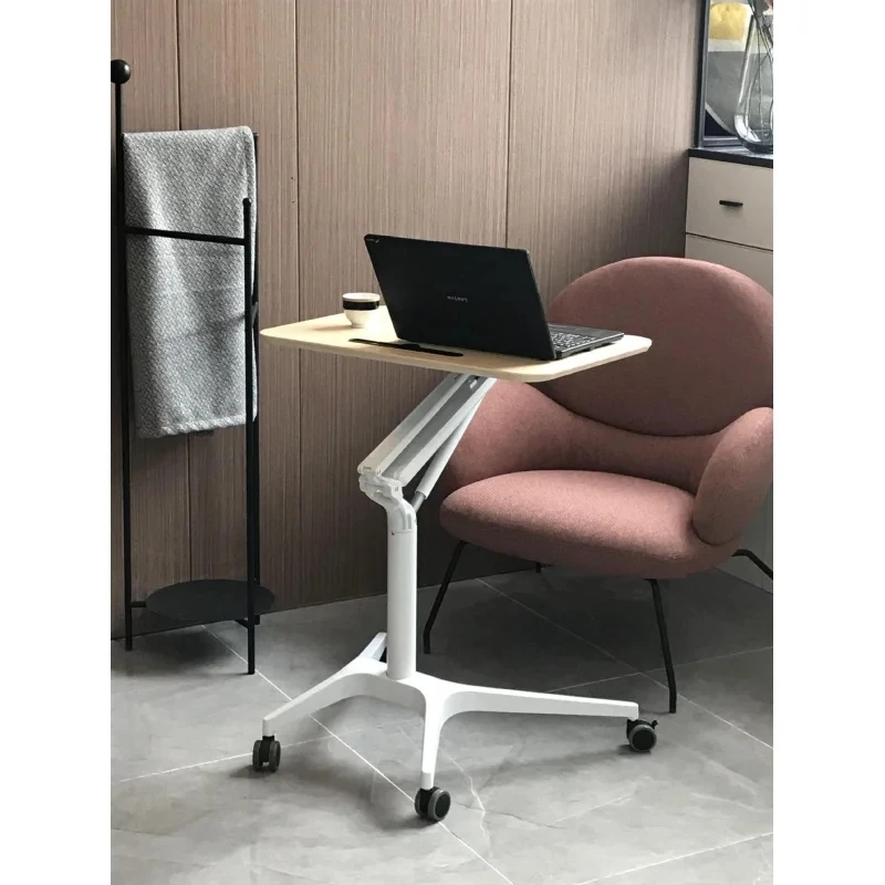 Portable Computer Table with Rolling Casters and Adjustable Height