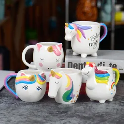 European and American Unicorn Ceramic Cup Milk Breakfast Cup Rainbow Horse Cartoon Office Cup Home Creative Mug