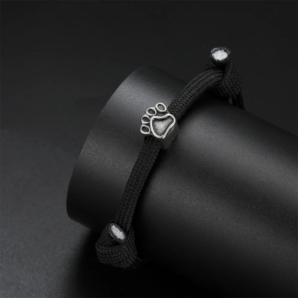 My Shape Cat Paw Pendent Bracelets Black Color Rope Chain Stainless Steel Charms Dogs Claw Charms Hand Chain Men Jewelry Gifts