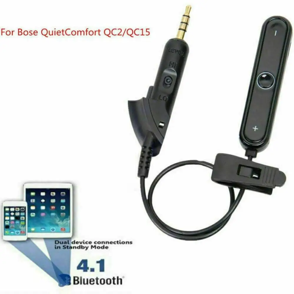 Cable Adaptador de Repuesto Compatible con Receptor Bluetooth Negro, Cable Neutro para Auriculares Bose QuietComfort QC15