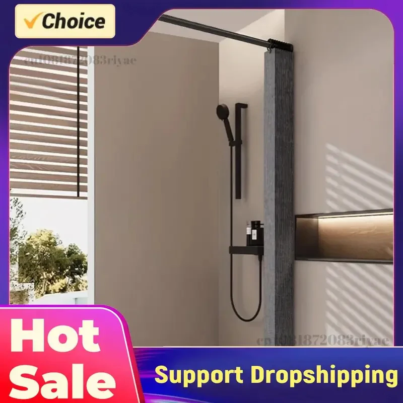 Magnetic Shower Curtain Foldable with 14 Hooks, Modern Bathroom Curtain, Shower Screen for Bathroom