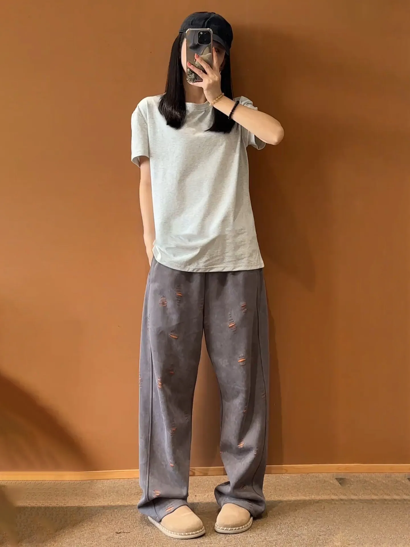American Style Heavyweight Hole Knife Pants Men Spring Autumn Lazy Style Loose Small Audience Pants Draping Straight Casual P...