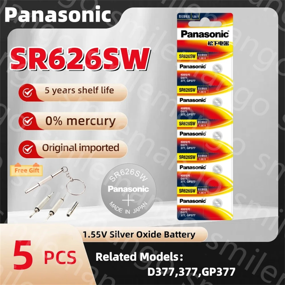 Panasonic1.55V AG4 بطاريات زر 377 SR626 SR626SW خلية عملة بطارية أكسيد الفضة 177 376 626A LR66 LR626 لمشاهدة لعبة على مدار الساعة #3